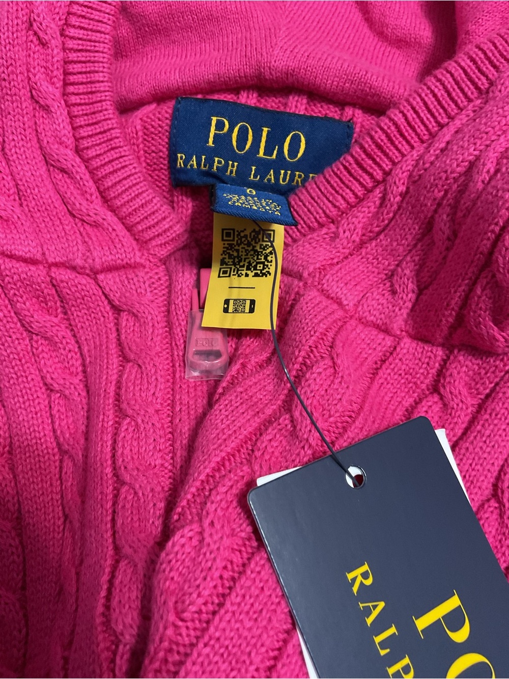Polo by Ralph Lauren Girls Hot Pink Cable-Knit Zip Sweater - Picture 6 of 8